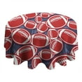 thumbnail image 4 of Red Footballs on Blue Pattern Round Tablecloth 60"x60",Wrinkle Wipeable Table Cloth for Kitchen Dining Room Picnic Patio Party, 4 of 6