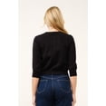 thumbnail image 2 of Cielo Women’s 3/4 Sleeve Round Neck Button Cardigan – Lightweight Knit Sweater, Cropped Fit, Office & Casual Wear Black,Medium, 2 of 2