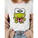 thumbnail image 1 of Women's Summer Casual Round Neck Short T-Shirt with Big-Eyed Frog Pattern tee top, 1 of 7