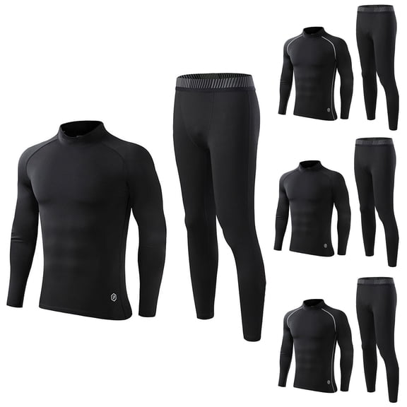 Miluxas Workout Set Compression Shirt Pants Top Long Sleeve Sports Tight Base Layer Quick Dry & Moisture-Wicking Gray