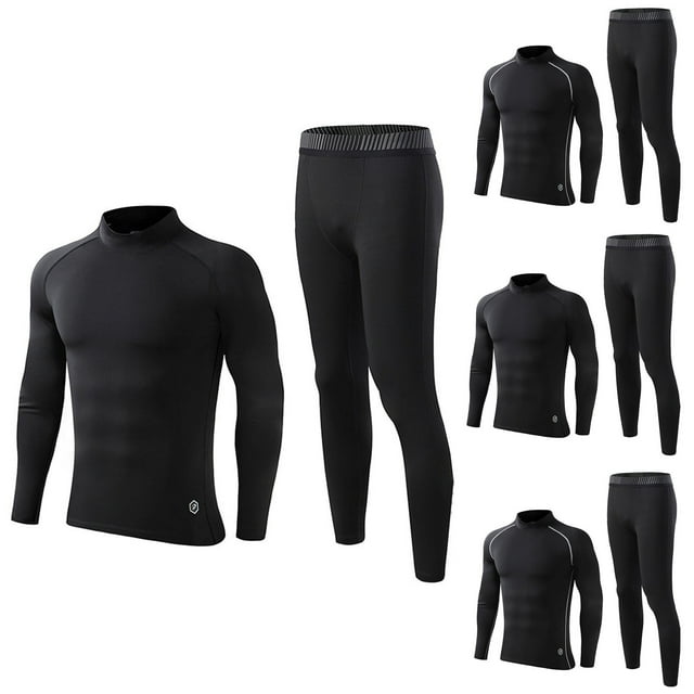 Miluxas Workout Set Compression Shirt Pants Top Long Sleeve Sports Tight Base Layer Quick Dry & Moisture-Wicking Gray XL(XL)