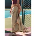 thumbnail image 4 of Women's Wide Leg Fashion Street Style Flared Trousers Pants for Summer Casual Beach Vacation Camel Color XL, 4 of 10