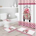 thumbnail image 3 of FMSHPON Valentines TruckSpring Rose Flower 4 Piece Bathroom Set Shower Curtain Bath Rug Contour Mat and Toilet Lid Cover, 3 of 7