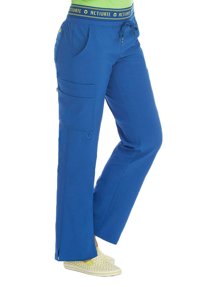 med couture activate scrub pants women, flow yoga 2 cargo pocket pant