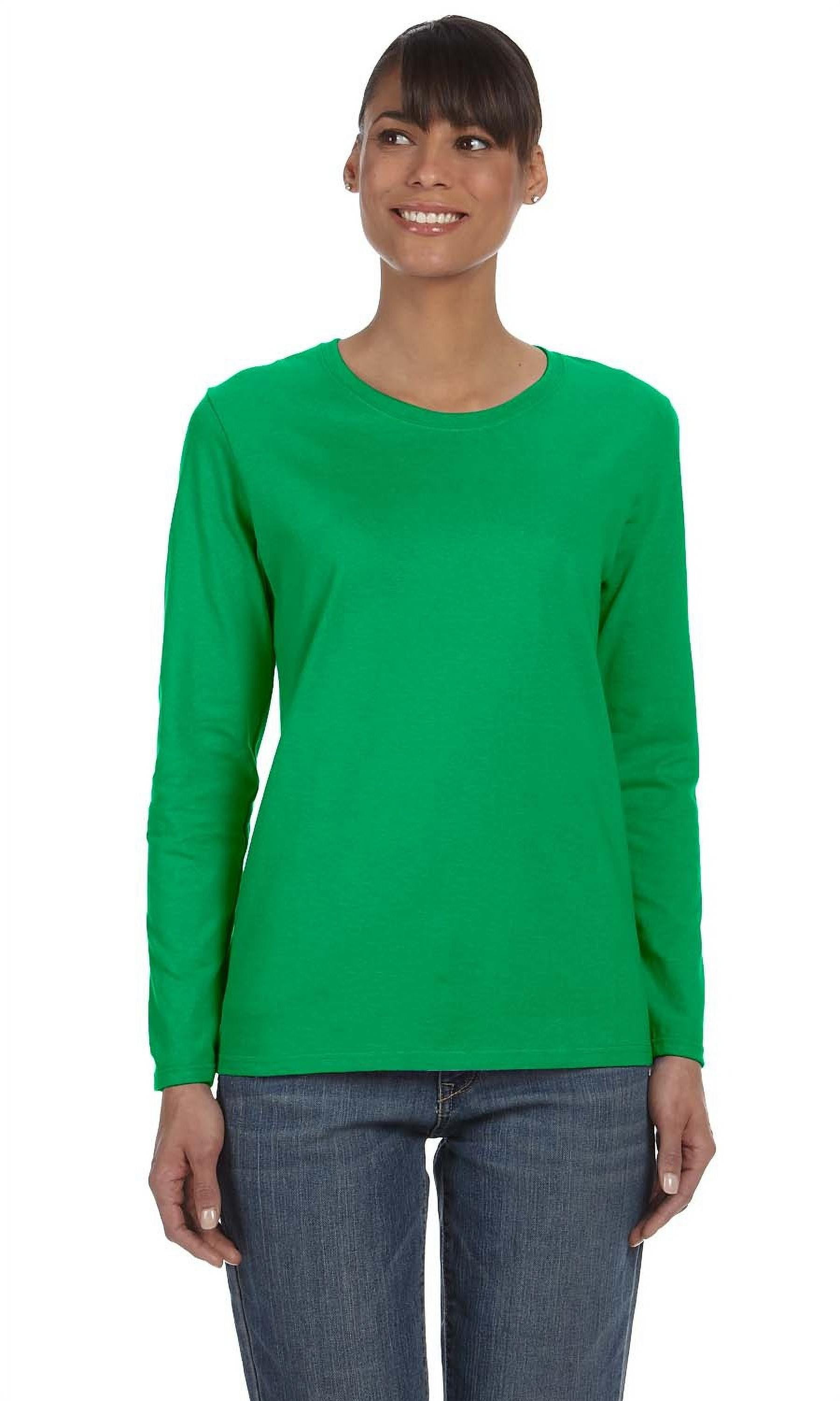 Solid Cotton Jersey Scoop Neck Puff Long Sleeve Tee Shirt Top S,M,L 