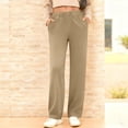 thumbnail image 2 of Women's Solid Color Jogger Sweatpants, Elastic Waist Slim Leg Side Pockets Casual Sports Pants, Lounge Gym Outdoor Wear | VerBelle,Khaki M, 2 of 9