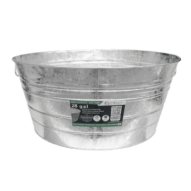 Omega Industrial OHT28 28 gal. Galvanized Metal Tub w/ Two Easyto