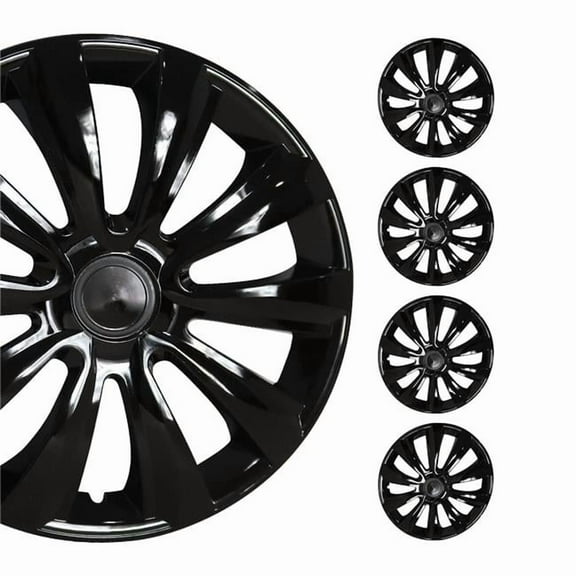 OMAC 16" Wheel Rim Cover Guard Hub Caps Durable Snap On ABS Accessories Black 4 Pcs