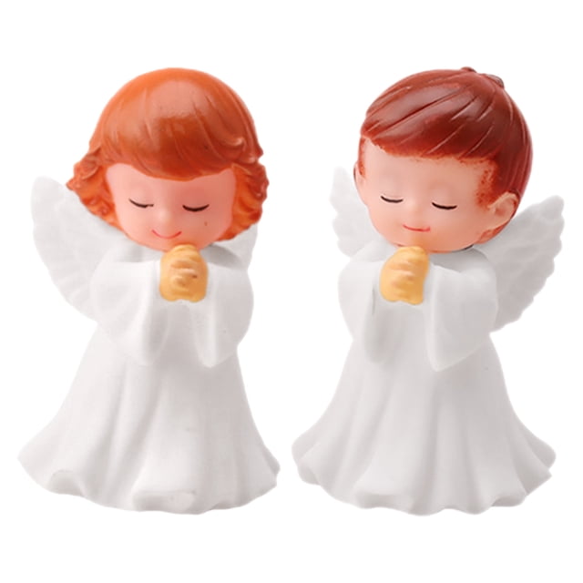 Figura de ángel pequeño, estatua de ángel rezando, adorno de Ángel de escritorio, 2 uds.