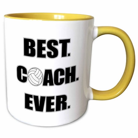 3dRose Volleyball - Best. Coach. Ever. - Two Tone Yellow Mug,