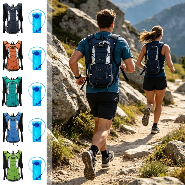 Sentmoon Sac à Dos Léger Petit Sac à Dos Sac à Dos d'Hydratation Léger avec Bande Réfléchissante Sac à Dos de Course avec Réservoir d'Eau 2 L Course Cyclisme Randonnée Sac de Jour pour Hommes Femmes