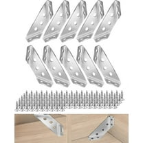Taplcvy-10 Pack Heavy-Duty Stainless Steel L-Shaped Furniture Corner Brackets with Screws – 2 mm Thick Reinforcement Plates for Table, Bed, Shelf & Cabinet Support