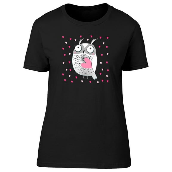Love Owl Cartoon Doodle Tee Women's -Image by Shutterstock
