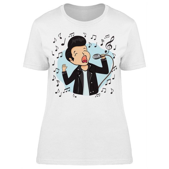 Guy Sings Into The Microphone T-Shirt Women -Image by Shutterstock, Female Large