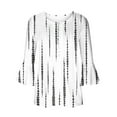 thumbnail image 5 of Womens Tops Ladies Top Floral Print V-Neck Short Sleeve Button T-Shirt Blue L, 5 of 5