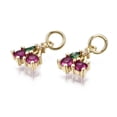 thumbnail image 3 of Brass Micro Pave Green Purple Cubic Zirconia Charms with Jump Rings Cherry Real 16K golden Plated 11x7.5x2.5mm Jump Ring: 5x1mm 3mm inner diameter, 3 of 3
