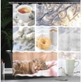 thumbnail image 4 of Ambesonne Winter Shower Curtain, Snow Cat Coffee Donuts, 69"Wx84"L, Multicolor, 4 of 5