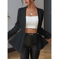 thumbnail image 4 of ZOELNIC Women's Textured Blazer Single Button Long Sleeve Business Casual Jacket with Ruffle Hem, Slim Fit Cardigan Work Blazer, XL, 4 of 7