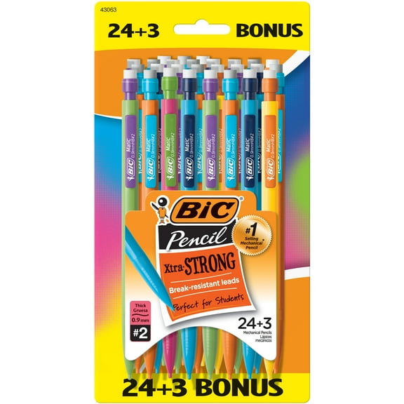BIC Xtra-Strong Mechanical Pencils, Assorted Color Barrels, 24 3 Bonus Pack