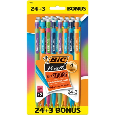 BIC Xtra-Strong Mechanical Pencils, Assorted Color Barrels, 24+3 Bonus Pack