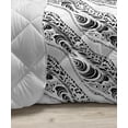 thumbnail image 3 of Abstract Down Alternative Comforter, Curved Monochrome Lines in Surreal Cubism Inspired Art with Geometric Pattern, Microfiber Quilt for All Season, 5 Sizes, Black White, by Ambesonne, 3 of 3