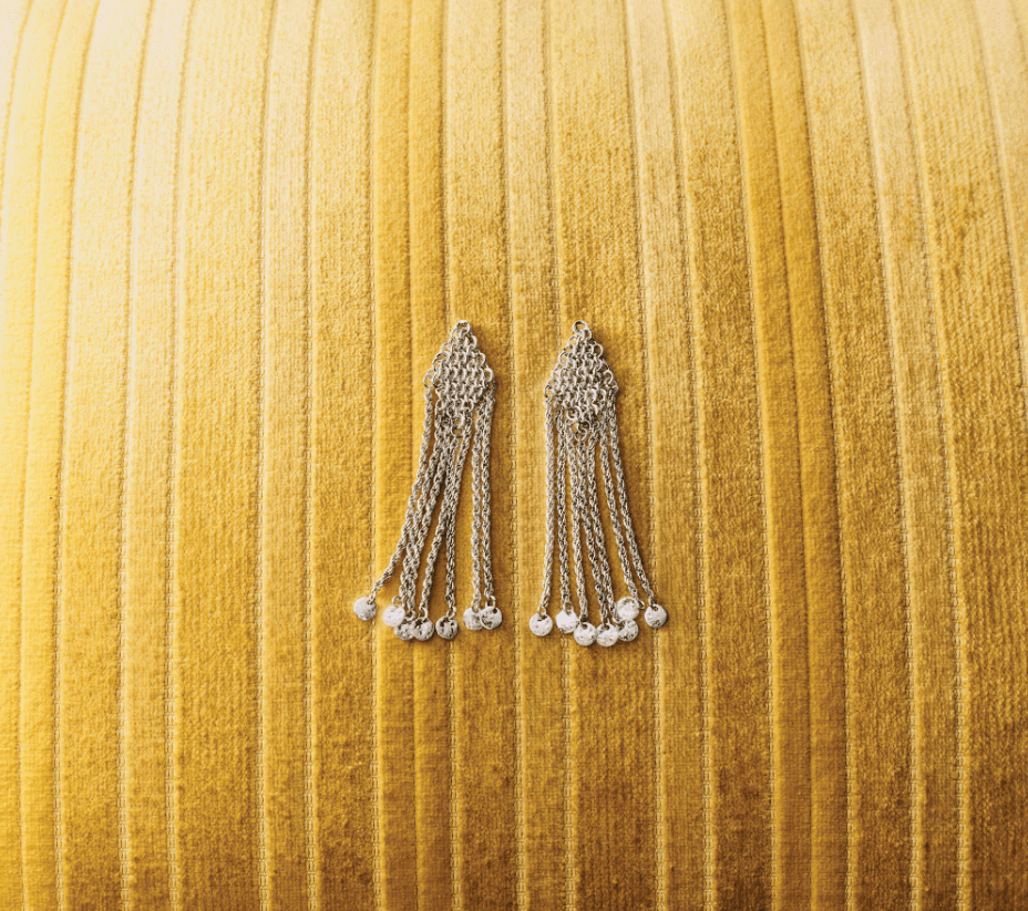 Scoop Chainmail Fringe Earrings, Silver-Tone