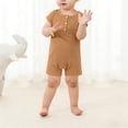 thumbnail image 2 of Toddler Boys One Piece Onesies Short Sleeve Button Down Jumpsuit Spring Summer Comfy Soft Lightweight Romper (9-12 Months, Gray), 2 of 6