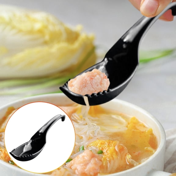 2-in-1 Ramen Spoon & Fork Combo, Black Food-Grade Plastic Asian Soup Spoon for Pho, Udon, Dumplings & Noodles