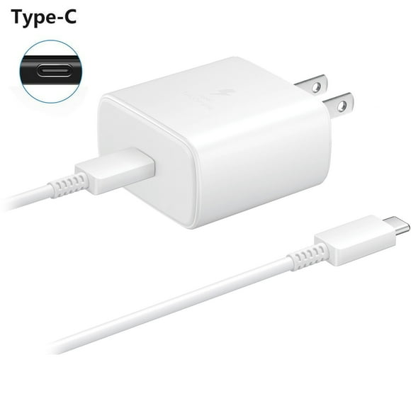 45W Samsung USB-C PD PPS Super Fast Charging Wall Charger Adapter & 1m Type C Cable for Galaxy S10 S20 Note 10 20 Ultra, White
