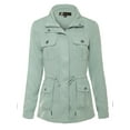 thumbnail image 5 of MixMatchy Women's Color Tencel Zip Up Snap Button Safari Military Anorak Utility Jacket with Pockets, 5 of 7