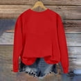 thumbnail image 4 of Blouse Tunics for Womens Fall Loose Fit Crewneck Long Sleeve Cap Drop Shoulder Zipperless Love Printed Pullover Ribbed Knit Top Pullovers(Red,S), 4 of 7