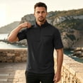 thumbnail image 5 of VSSSJ Men's Shirts 1/4 Zipper Short Sleeve Pullover Shirt with Pocket Loose Lightweight Stand Collar Casual Sports Outdoor Shirt Black XXL, 5 of 6