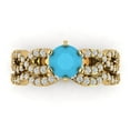 thumbnail image 2 of 1.52 ct Brilliant Round Cut Turquoise 14k Yellow Gold Solitaire with Accents Engagement Bridal Wedding Ring Band Set size 9.5, 2 of 7