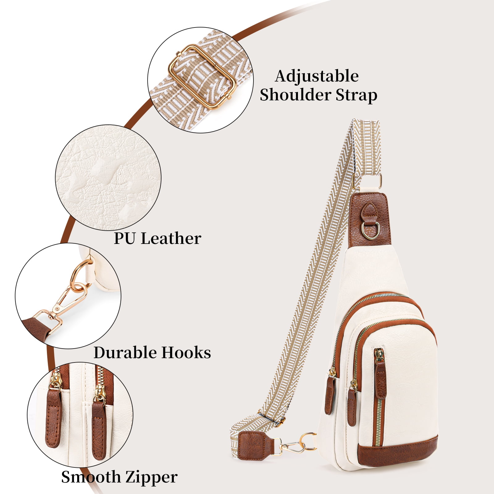 Falan Mule Sling Bag for Women Crossbody Purse Crossbody Bag Leather Chest Bag with Adjustable Guitar Strap for Travel