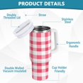 thumbnail image 4 of 30 oz Tumbler With Handle Stainless Steel Insulated Tumbler With Lid for Car Cup Holder Pink Checkered Pattern, 4 of 9