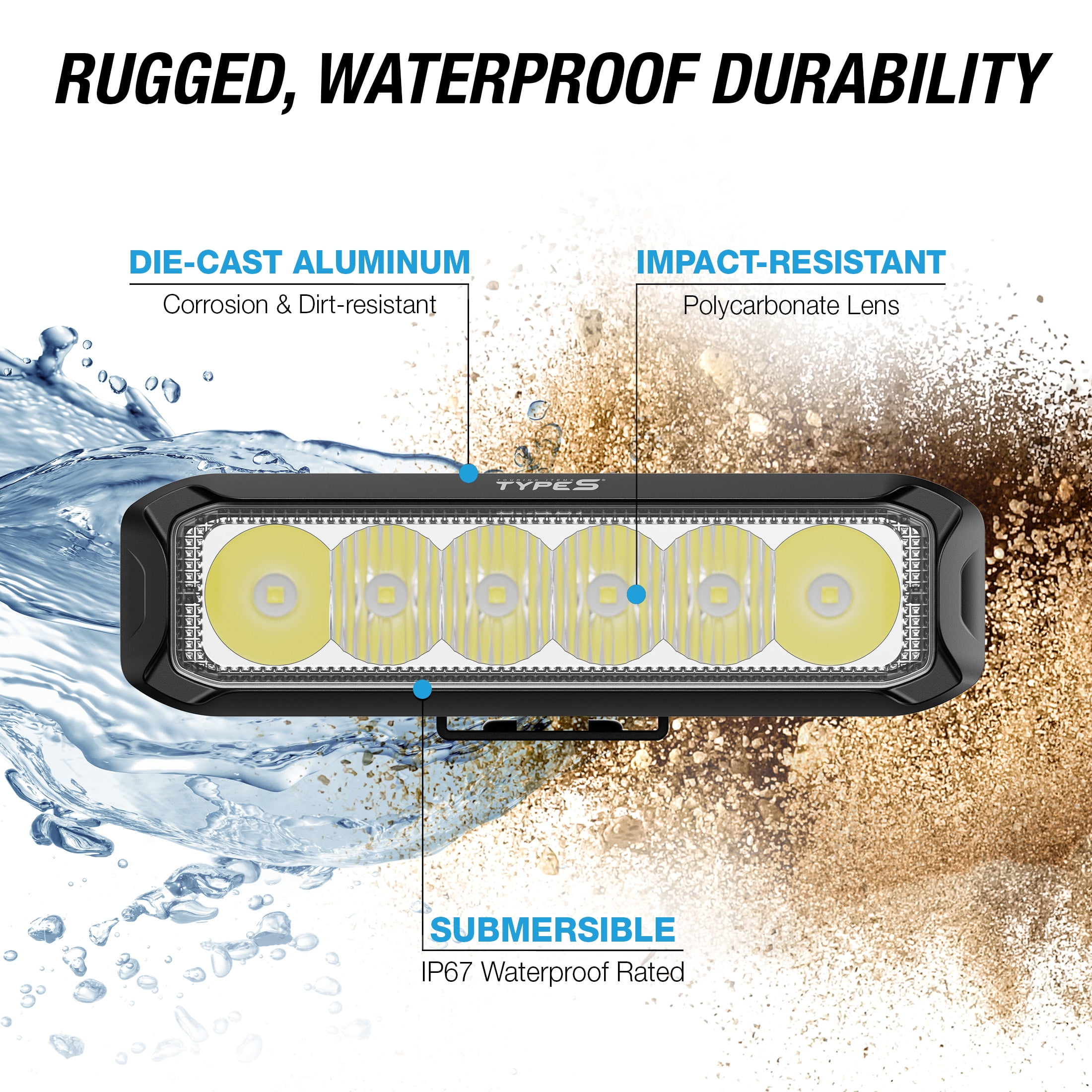 Type S Elevate 6 Inch Spot Beam Accent Light Bar Set - DOT Compliant, 2400 Lumens, Waterproof, Die-Cast, Off-Road Lights for Trucks, Jeeps, UTVs, ATVs, 2 Pack