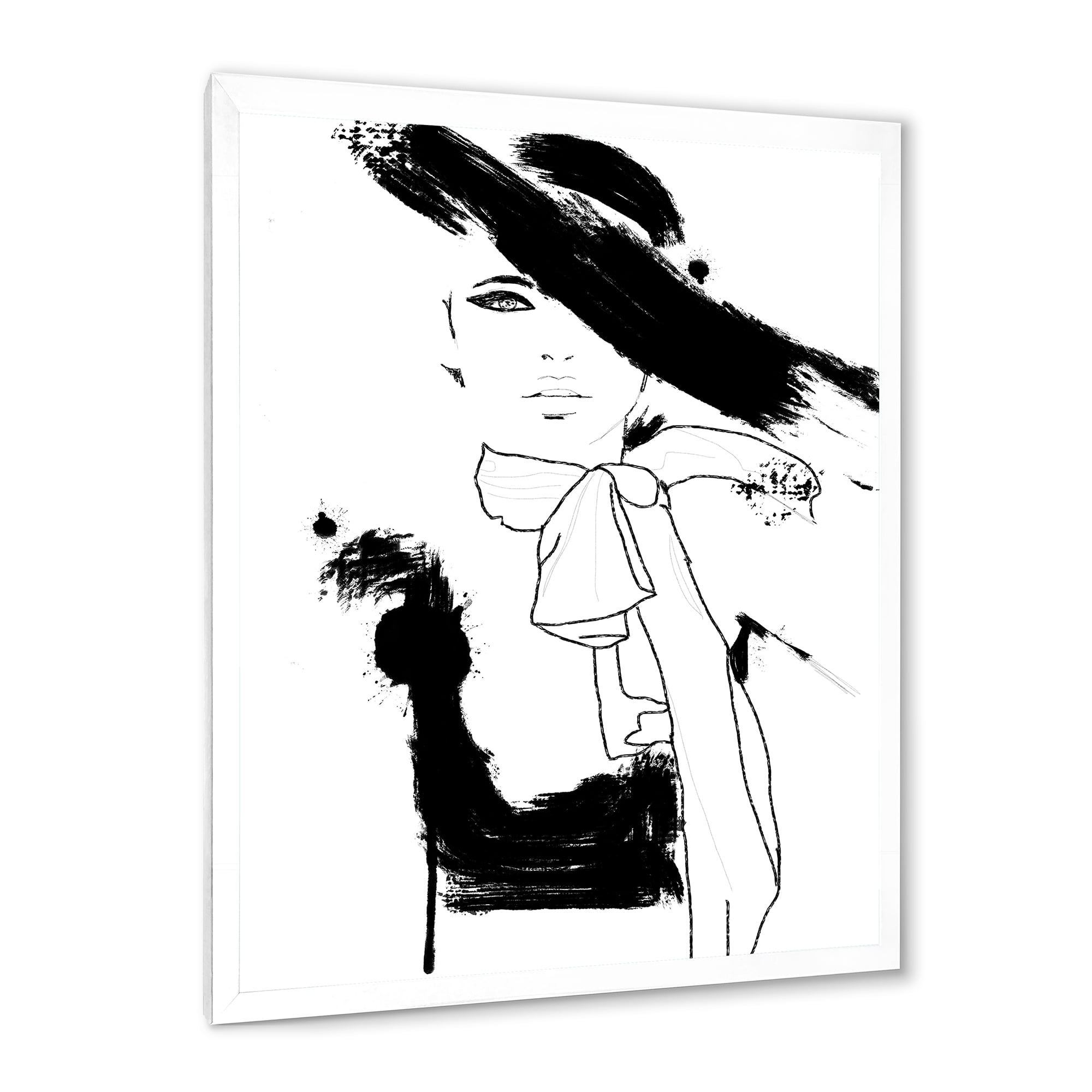 Designart 'Beautiful Black and White Model Haute Couture Fashion Woman II' Modern Framed Art Print