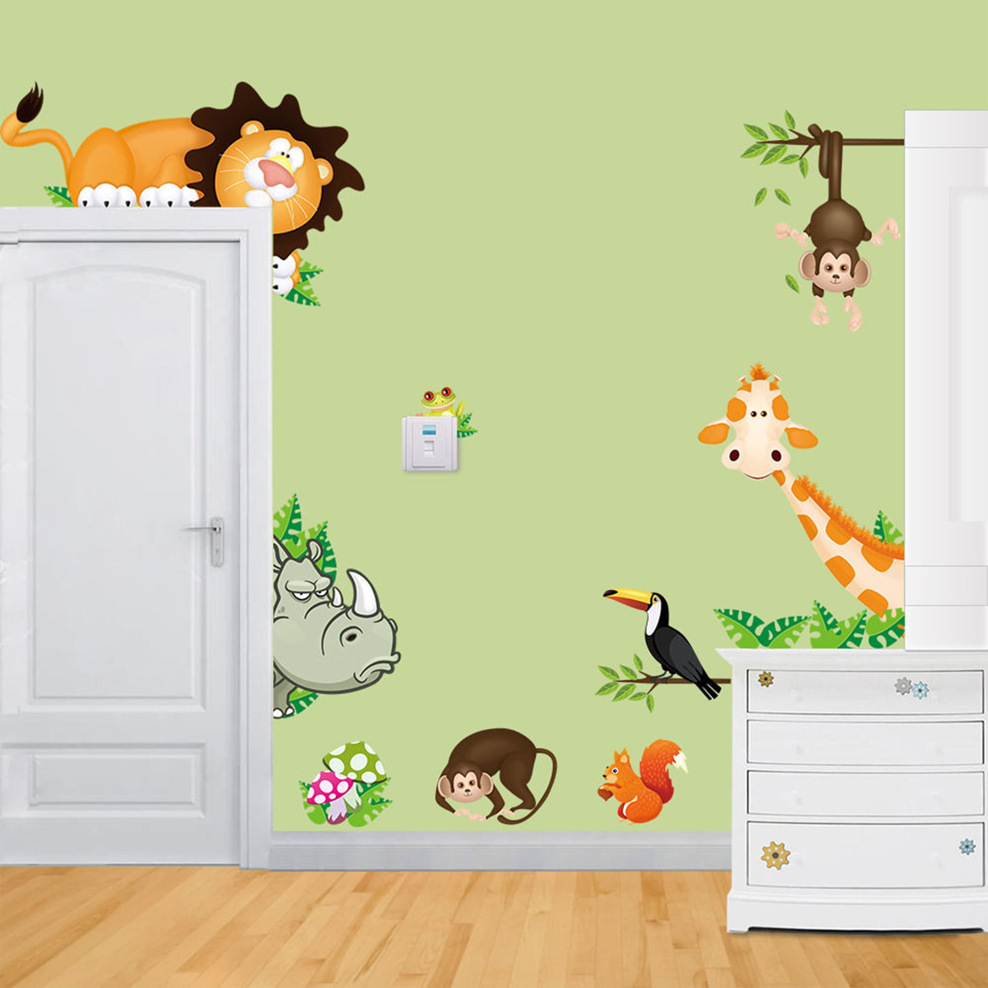 Rhino Wall Art Vinyl Stickers Zoo Animal Safari Kids Bedroom Nursery Decals 