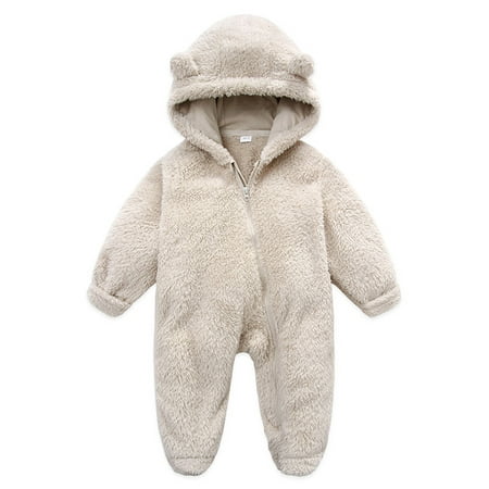 

Hirigin Hooded Zipper Closure Baby Jumpsuit Long Sleeve Winter Romper