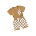 thumbnail image 2 of Musuos Baby Boys Shorts Set, 6 12 18 24M 3T Short Sleeve Crew Neck T-shirt with Plaid Shorts Summer Outfit, 2 of 10