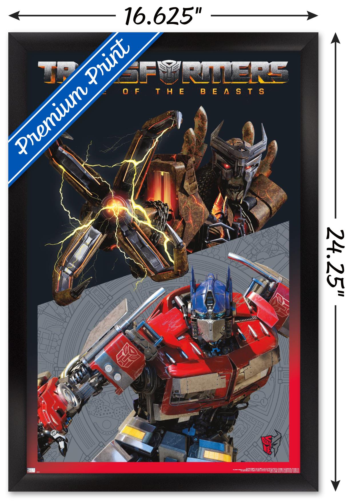 Transformers: Rise of the Beasts - Optimus Prime vs. Scourge Wall Poster, 14.725" x 22.375" Framed