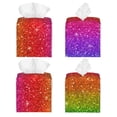 thumbnail image 2 of Lsque Rainbow Glitter Printed Tissue Box Cover Holder, Facial Paper Organizer Dispenser,Square with Bottom Belt, PVC Leather Decorative Organizer, 2 of 8