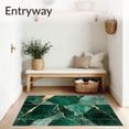 thumbnail image 3 of ODIKA 3'x5' Machine Washable Non-Slip Area Rug, Contemporary Green Marble Effect Gold Stripe Abstract Art High Traffic Rug, Green, 94104, 3 of 7