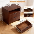 thumbnail image 4 of 2026 Premium Nightstands with Charging Station, 2 Drawers with Fluted Wood Front, End Side Tables for Bedroom & Living Room, Solid Wood Legs, Deep Walnut, 4 of 5
