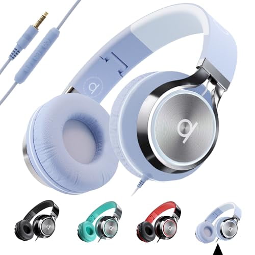 ARTIX CL750 Auriculares supraaurales con cable con micrófono y control de volumen — Auriculares supraaurales con cable y aislamiento de ruido con micrófono para ordenador portátil y ordenador, auricul