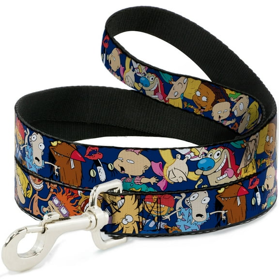 Nickelodeon Pet Leash, Dog Leash, Nick 90s Rewind Character Poses Navy Blue, 4 Feet Long 1.0 Inch Wide