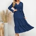 thumbnail image 3 of Vestido túnica de mujer de manga larga con cuello en V, elegante vestido informal de lunares suizos, vestido de cóctel de otoño e invierno, vestido de fiesta con cinturón, 3 of 5