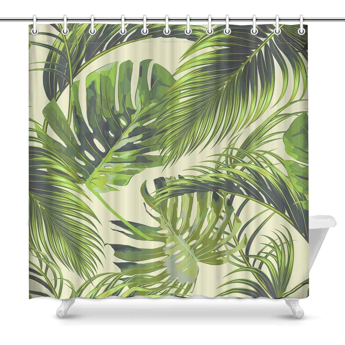 Gckg Tropical Palm Leaves Shower Curtain Jungle Leaf Floral