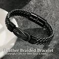 thumbnail image 2 of Men's Black Braided PU Leather Bracelet – Meaningful Gift For Boyfriend, Husband, Or Dad,7.5"-White-To My Grandpa, 2 of 13