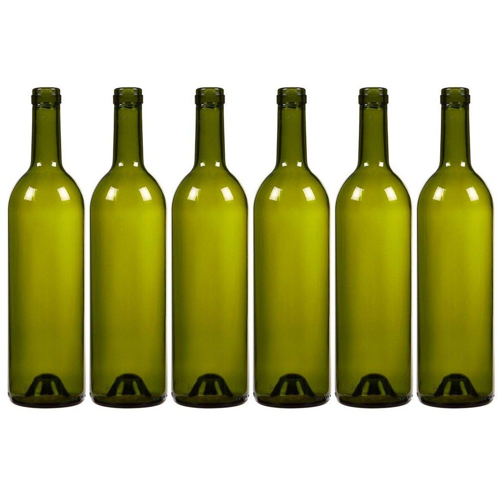 6-Pack Wine Glass Bottles - Empty, Recyclable Bordeaux Bottles for Home